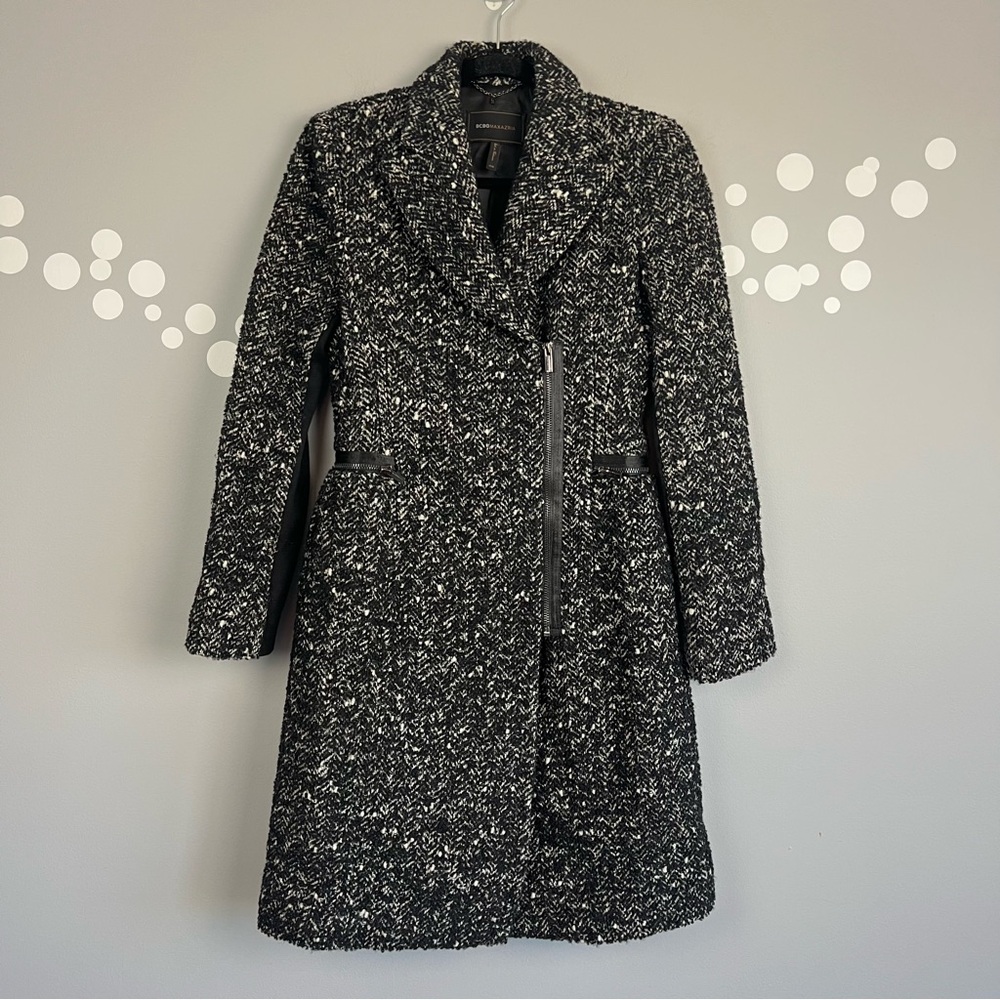BCBGMaxaZria Tweed Wool Blend Coat Size XXS